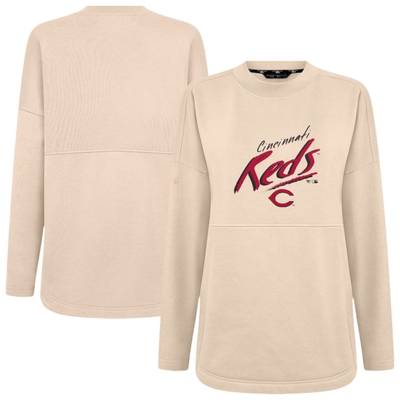 Women's Levelwear Khaki Cincinnati Reds Oversized Beaudry Sizzle Top