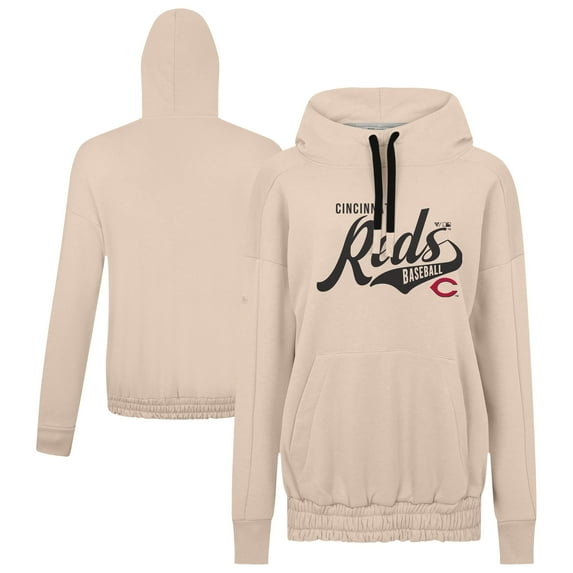 Women's Levelwear Khaki Cincinnati Reds Oversized Waterfall Glide Hoodie