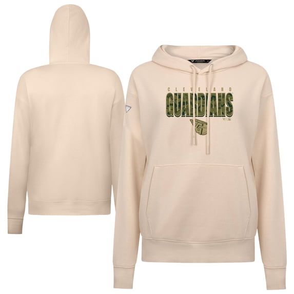 Women's Levelwear Khaki Cleveland Guardians Adorn Protect W Pullover Hoodie