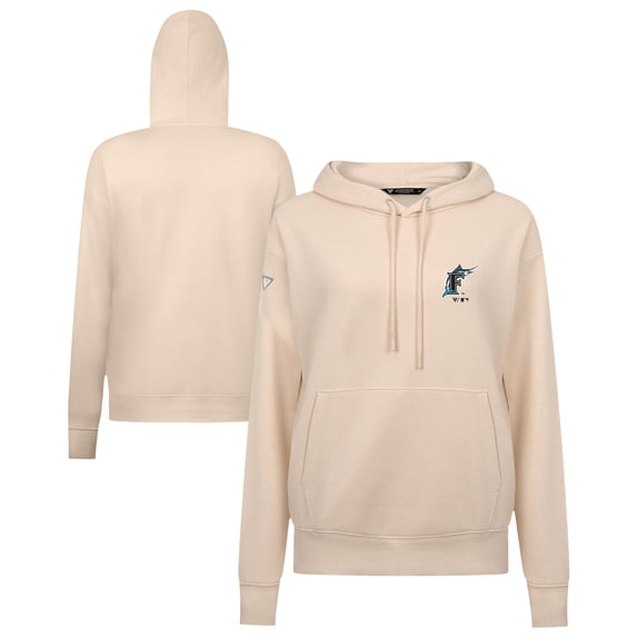 Women's Levelwear Khaki Florida Marlins Cooperstown Collection Adorn Core Logo Pullover Hoodie