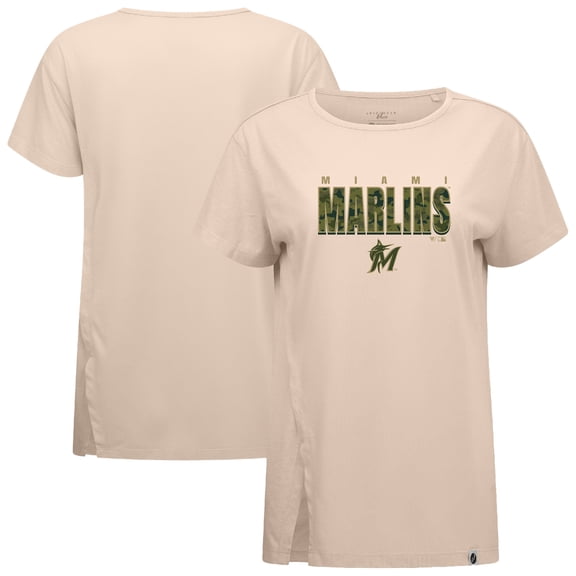 Women's Levelwear Khaki Miami Marlins Influx Protect W T-Shirt
