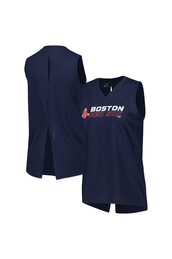 Women's Levelwear Navy Boston Red Sox Paisley Chase V-Neck Tank Top