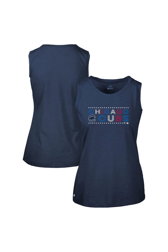 Women's Levelwear Navy Chicago Cubs Independence Day Macy Star-Spangled Tank Top