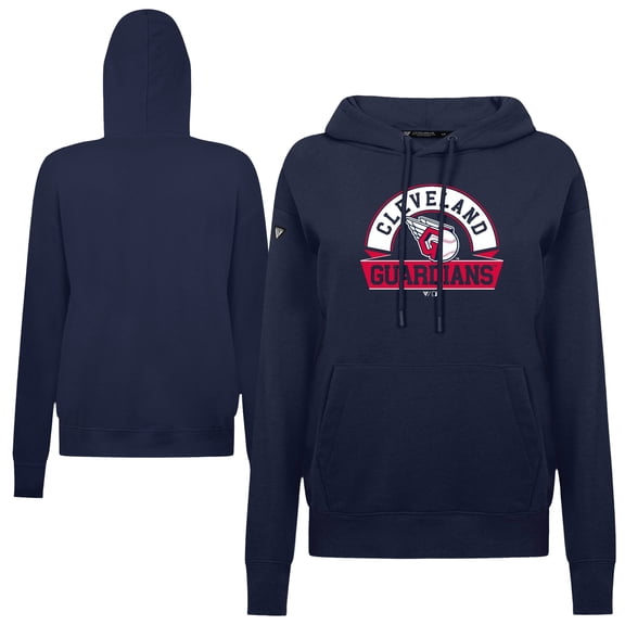 Women's Levelwear Navy Cleveland Guardians Adorn Banner Arch Hoodie