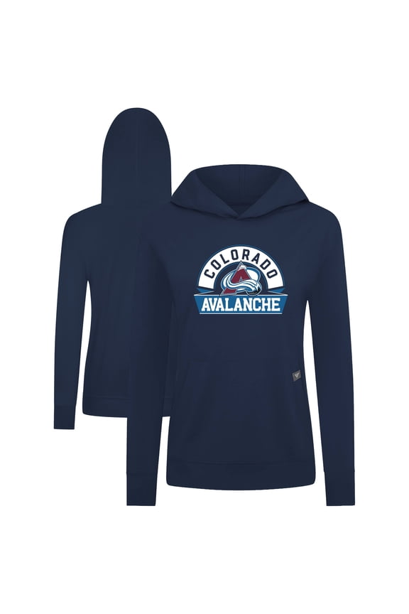 Women's Levelwear Navy Colorado Avalanche Relay Banner Arch Pullover Hoodie