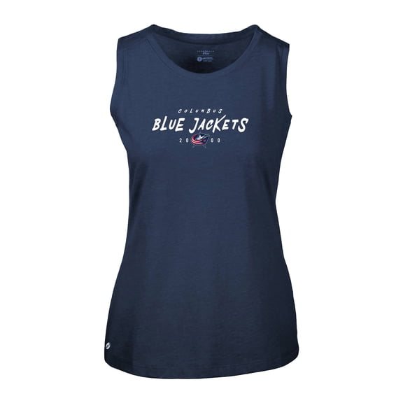 Women's Levelwear Navy Columbus Blue Jackets Macy Scratched Tank Top