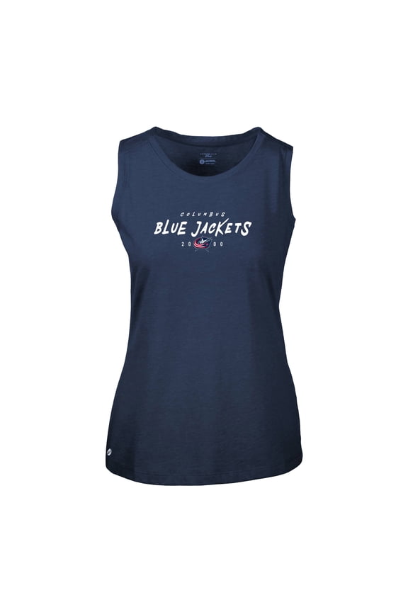 Women's Levelwear Navy Columbus Blue Jackets Macy Scratched Tank Top