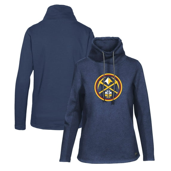 Women's Levelwear Navy Denver Nuggets Loop Core Funnel Neck Pullover Sweatshirt