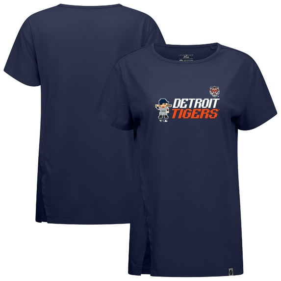 Women's-Levelwear Navy Detroit Tigers Influx 8-Bit Baseball T-Shirt