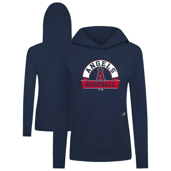 Women's Levelwear Navy Los Angeles Angels Relay Banner Arch Long Sleeve T-Shirt Hoodie