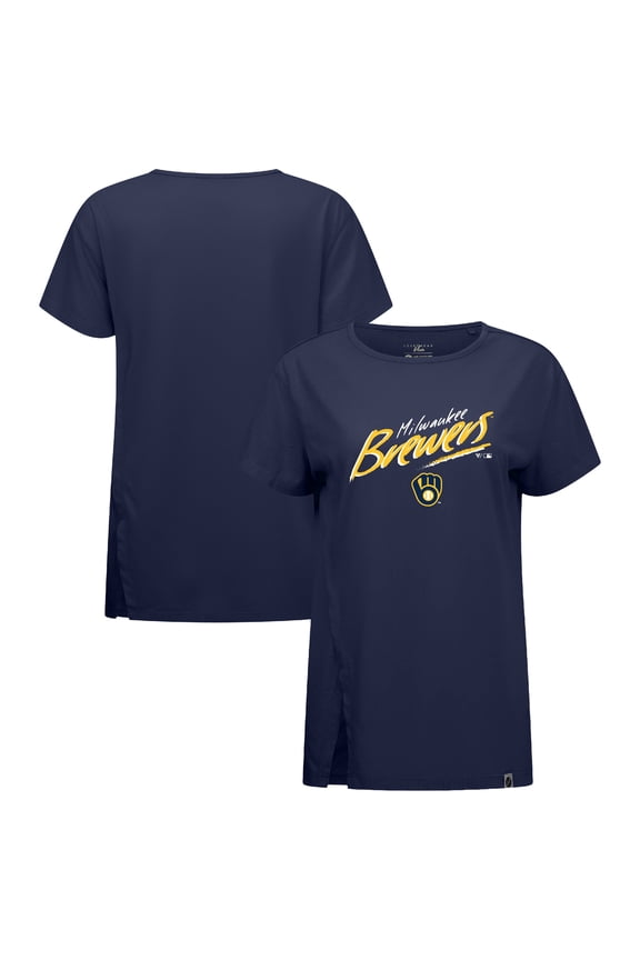 Women's Levelwear Navy Milwaukee Brewers Influx Sizzle T-Shirt