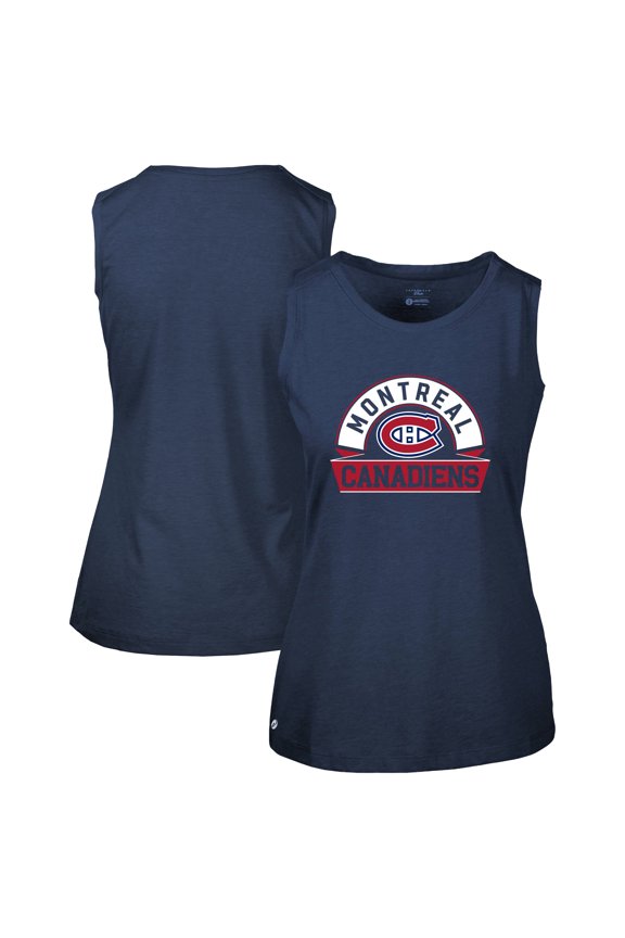 Women's Levelwear Navy Montreal Canadiens Macy Banner Arch Tank Top