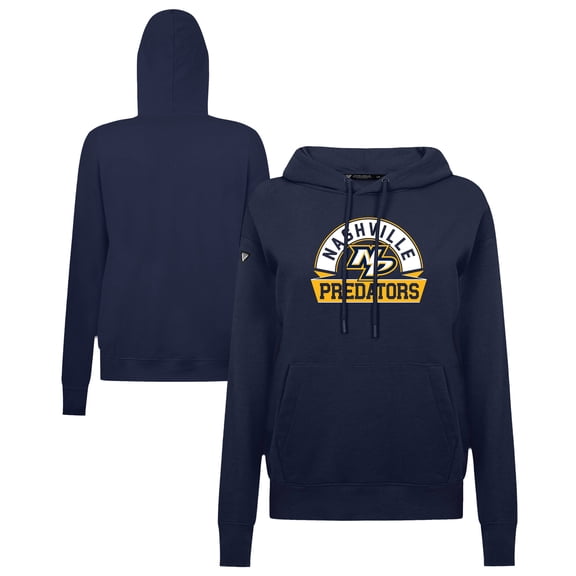 Women's Levelwear Navy Nashville Predators Adorn Banner Arch Pullover Hoodie