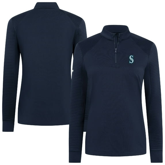 Women's Levelwear Navy Seattle Mariners Power Insignia 2.0 Quarter-Zip Pullover Top