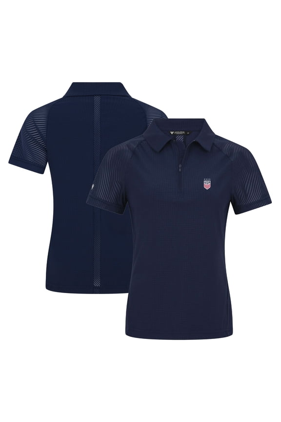 Women's Levelwear Navy USWNT Quarter-Zip Polo