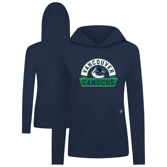 Women's Levelwear Navy Vancouver Canucks Relay Banner Arch Pullover Hoodie