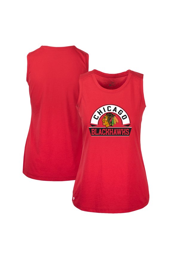 Women's Levelwear Red Chicago Blackhawks Macy Banner Arch Tank Top