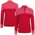 thumbnail image 1 of Women's Levelwear Red Cincinnati Reds Classic Stripes Insignia 2.0 Raglan Quarter-Zip Top, 1 of 3