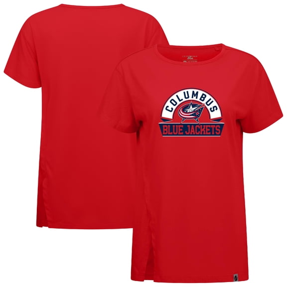 Women's Levelwear Red Columbus Blue Jackets Influx Banner Arch T-Shirt