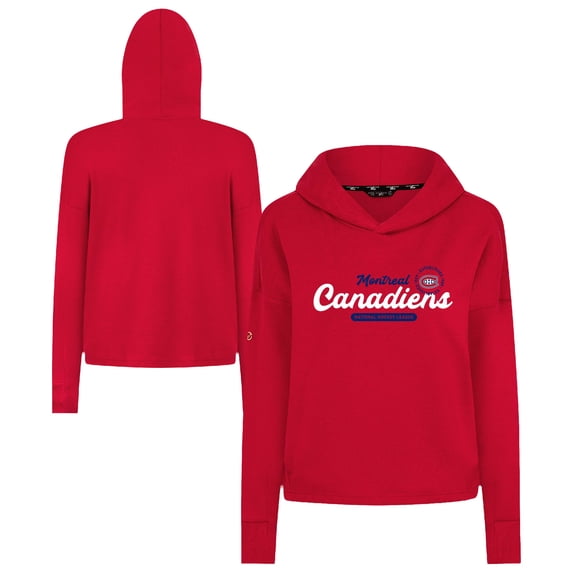 Women's Levelwear Red Montreal Canadiens Sweet Monument Tri-Blend Cropped Pullover Hoodie