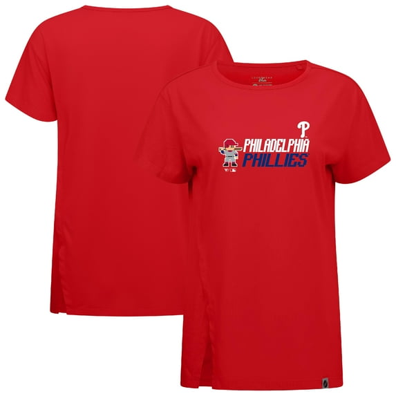 Women's-Levelwear Red Philadelphia Phillies Influx 8-Bit Baseball T-Shirt