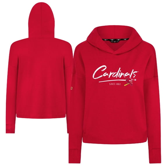 Women's-Levelwear Red St. Louis Cardinals Tri-Blend Sweet Express Cropped Pullover Hoodie