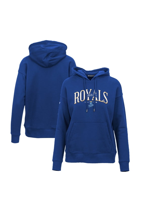 Women's Levelwear Royal Kansas City Royals Adorn Cooperstown Collection Retro Spellout Pullover Hoodie