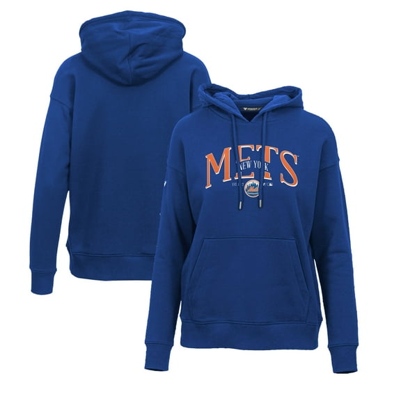 Women's Levelwear Royal New York Mets Adorn Cooperstown Collection Retro Spellout Pullover Hoodie