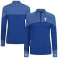 thumbnail image 1 of Women's Levelwear Royal Texas Rangers Classic Stripes Insignia 2.0 Raglan Quarter-Zip Top, 1 of 3