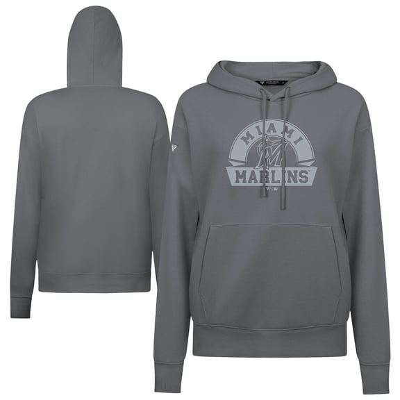 Women's Levelwear Stone Miami Marlins Adorn Banner Arch Hoodie