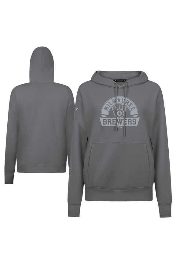Women's Levelwear Stone Milwaukee Brewers Adorn Banner Arch Hoodie