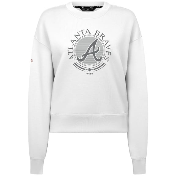 Women's Levelwear White Atlanta Braves Sponge Tri-Blend Grain Sweatshirt