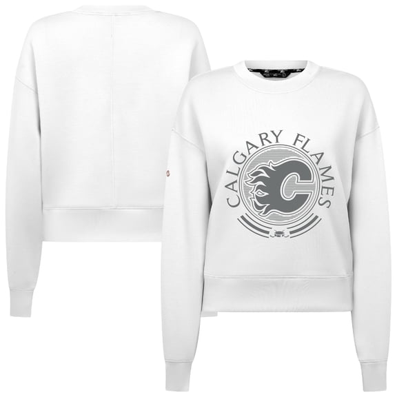 Women's Levelwear White Calgary Flames Slate & Snow Sponge Tri-Blend Sweatshirt