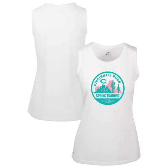 Women's Levelwear White Cincinnati Reds Macy Spring Training Badge Bold Tank Top