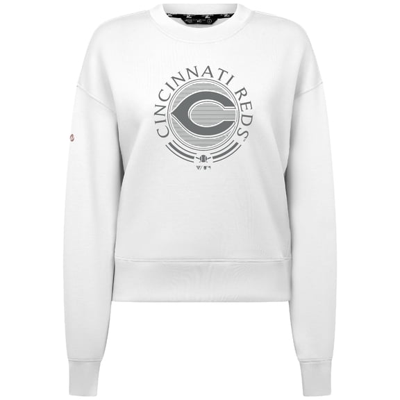 Women's Levelwear White Cincinnati Reds Sponge Tri-Blend Grain Sweatshirt