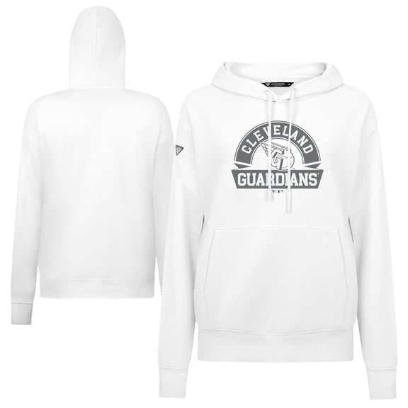 Women's Levelwear White Cleveland Guardians Adorn Banner Arch Hoodie