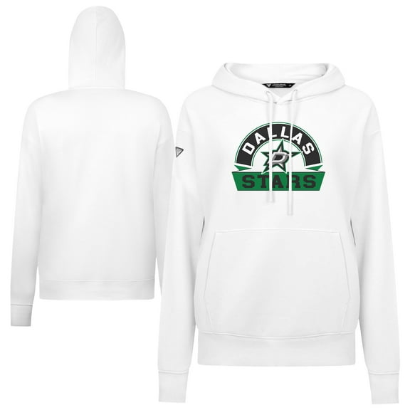 Women's Levelwear White Dallas Stars Adorn Banner Arch Pullover Hoodie