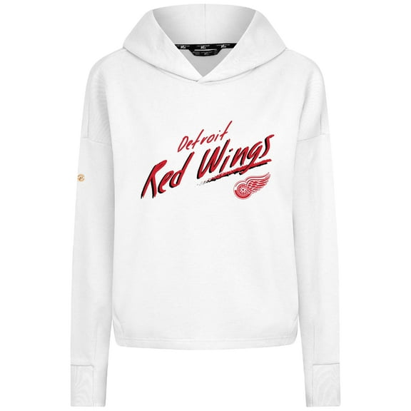 Women's Levelwear White Detroit Red Wings Sweet Sizzle Tri-Blend Cropped Pullover Hoodie