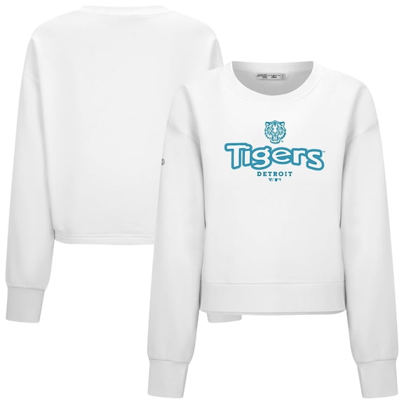 Women's Levelwear White Detroit Tigers Judd Cornerstone Cropped Sweatshirt