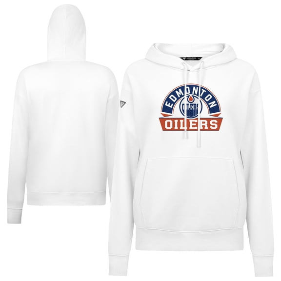 Women's Levelwear White Edmonton Oilers Adorn Banner Arch Pullover Hoodie