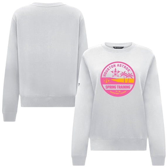Women's Levelwear White Houston Astros Yvette Spring Training Badge Bold Sweatshirt