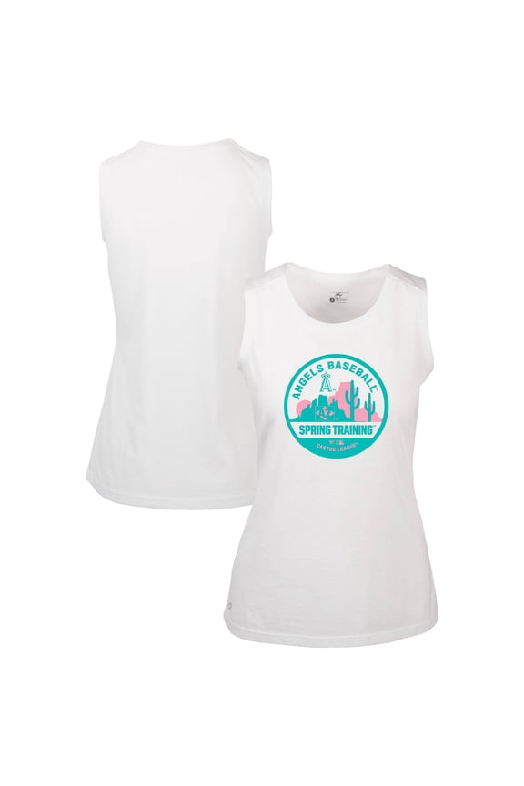 Women's Levelwear White Los Angeles Angels Macy Spring Training Badge Bold Tank Top