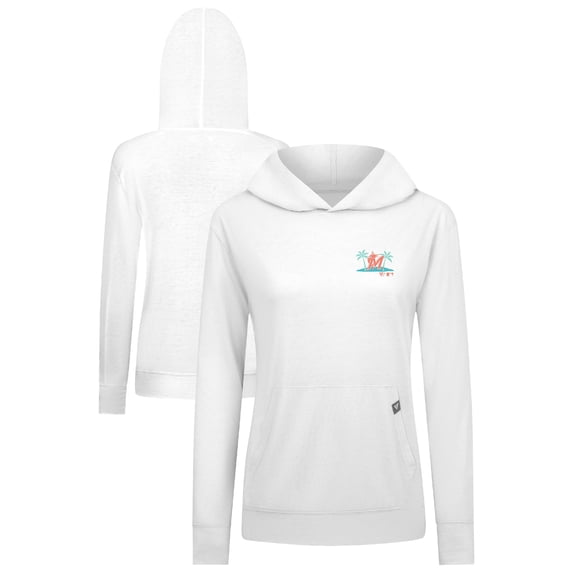 Women's Levelwear White Miami Marlins Relay Spring Break Panoramic Bold Hoodie
