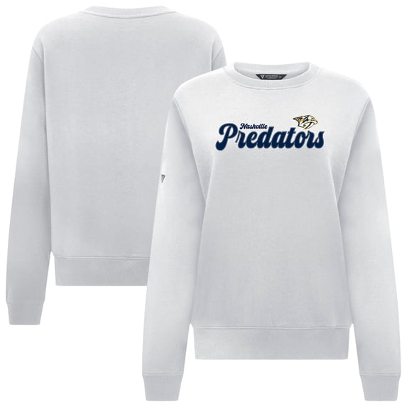 Women's Levelwear White Nashville Predators Yvette Big Script Tri-Blend Sweatshirt