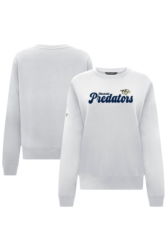 Women's Levelwear White Nashville Predators Yvette Big Script Tri-Blend Sweatshirt