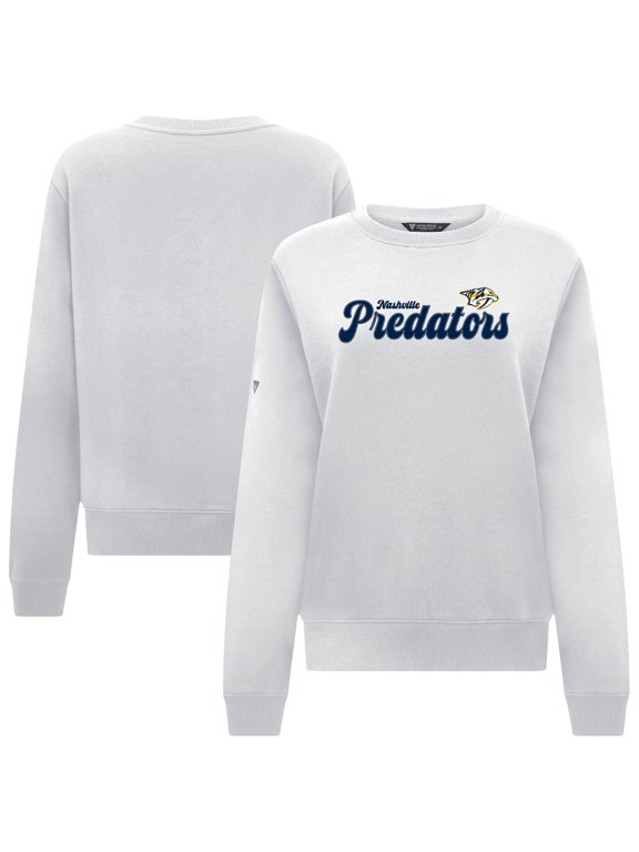 Women's Levelwear White Nashville Predators Yvette Big Script Tri-Blend Sweatshirt