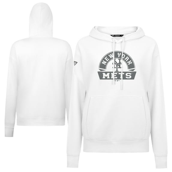 Women's Levelwear White New York Mets Adorn Banner Arch Hoodie