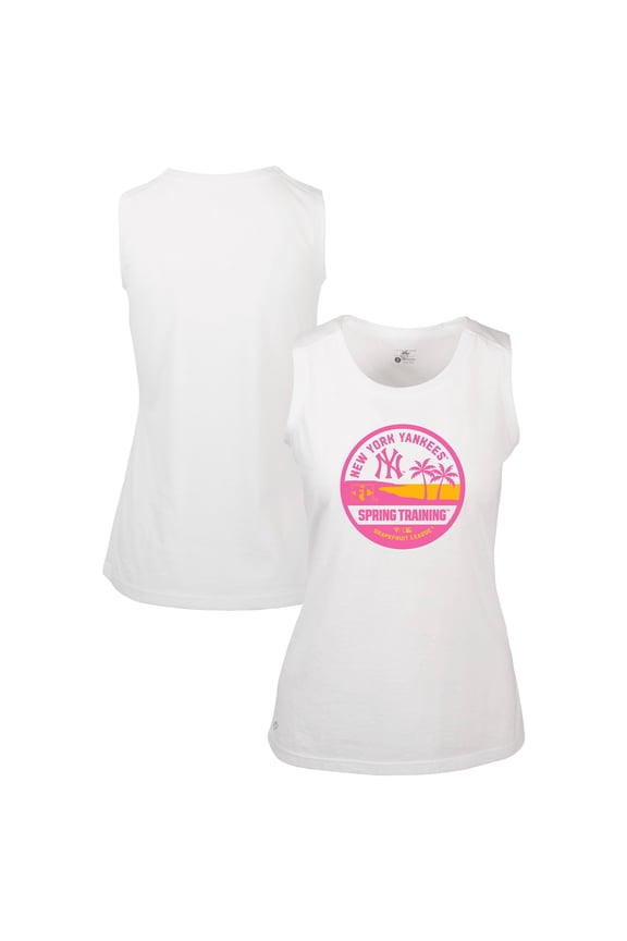 Women's Levelwear White New York Yankees Macy Spring Training Badge Bold Tank Top