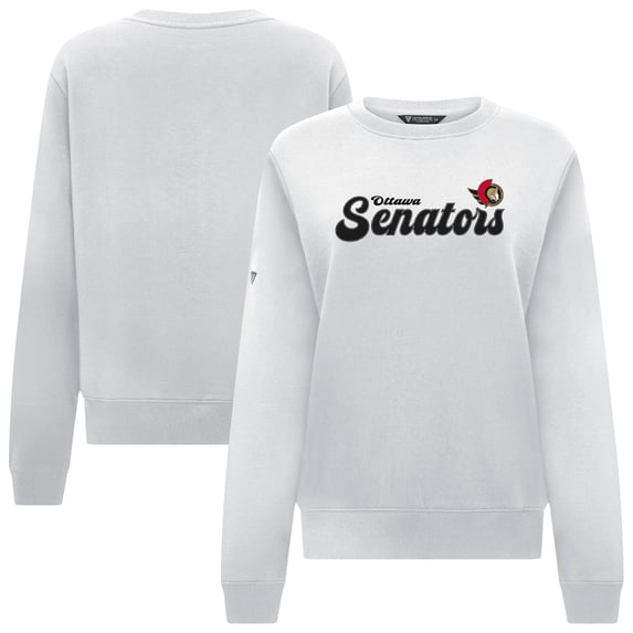 Women's Levelwear White Ottawa Senators Yvette Big Script Tri-Blend Sweatshirt