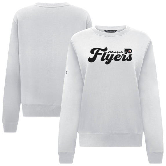 Women's Levelwear White Philadelphia Flyers Yvette Big Script Tri-Blend Sweatshirt